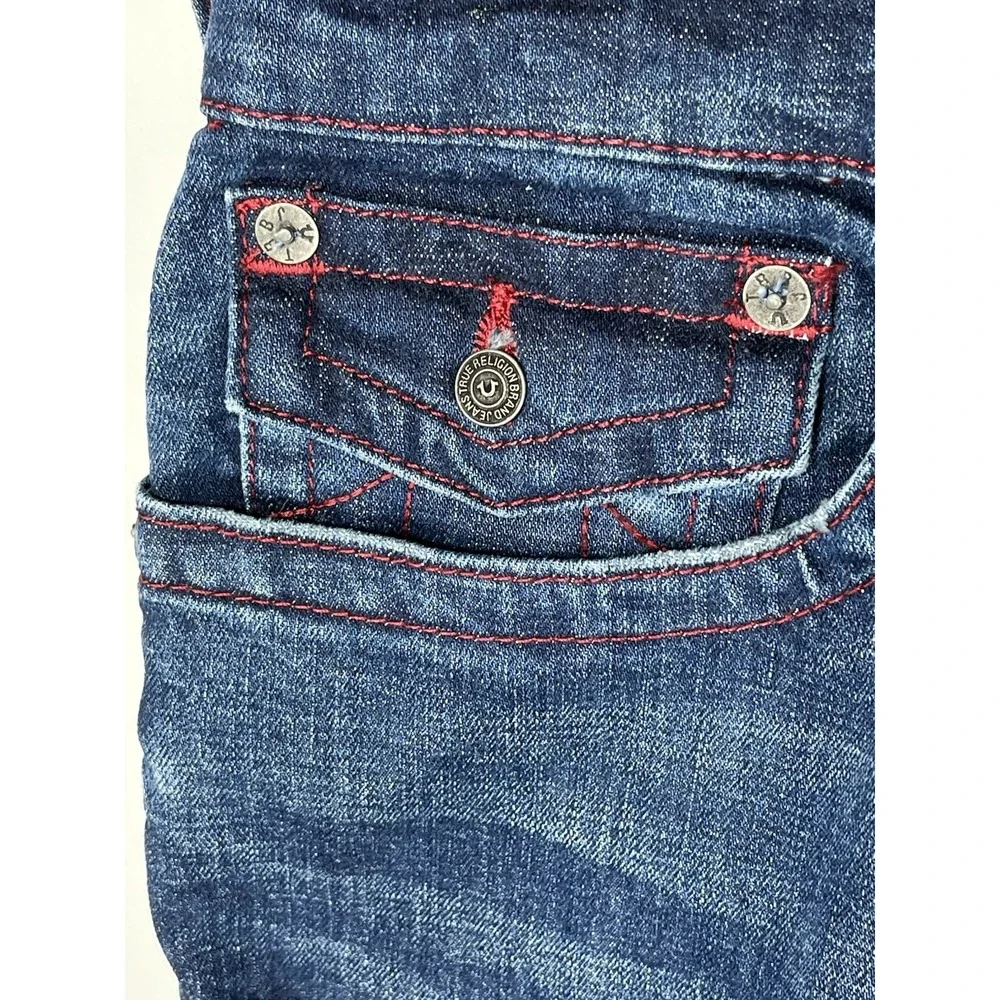 True Religion NWT Geno Relaxed Slim Jeans Men's 38 Distressed‎ Medium Wash Flap